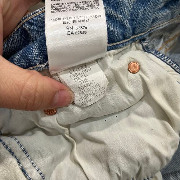 Mother Tomcat Jeans High Rise Cropped Straight Leg Confession Wash Size 30 - Picture 11 of 11